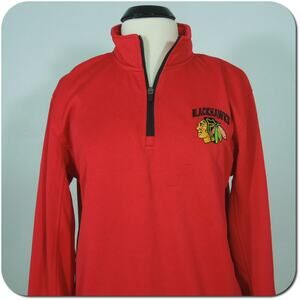 BLACKHAWKS Sweatshirt M MEDIUM Mens Chicago NHL Hockey Red Half-Zip
